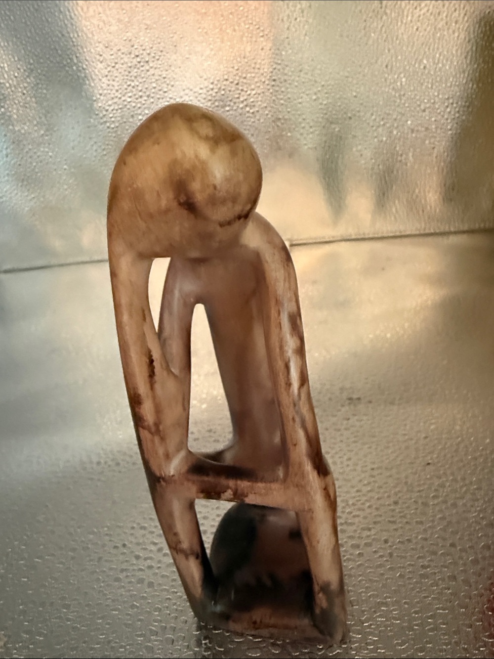 African Minimalist Brown Soap Stone Figurine Sculpture - Modern Home Art